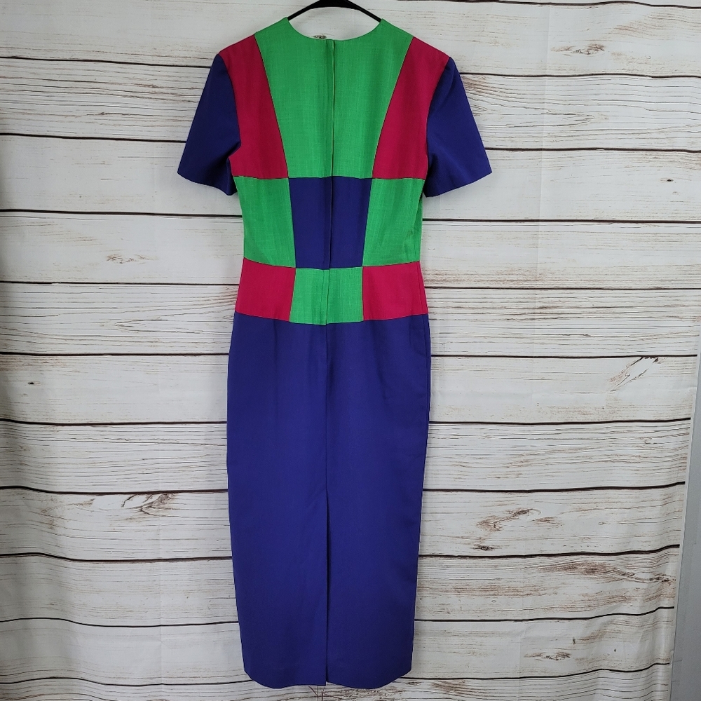 Leslie Lucks | Vintage 80s Colorblock Midi Dress - Picture 5 of 7